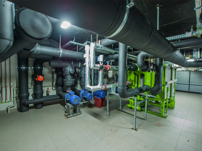 Boiler rooms, heat exchangers, cogeneration systems